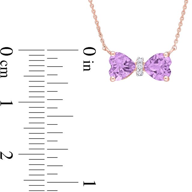 5.0mm Heart-Shaped Amethyst and Diamond Accent Bow Necklace in 10K Rose Gold - 17"|Peoples Jewellers
