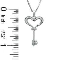 Previously Owned - 0.05 CT. T.W. Diamond Small Heart Key Pendant in Sterling Silver|Peoples Jewellers