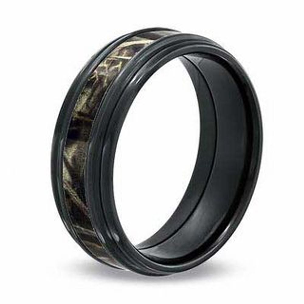 Previously Owned - Men's 8.0mm Realtree Max-4® Camouflage Inlay Comfort Fit Wedding Band in Black Zirconium|Peoples Jewellers