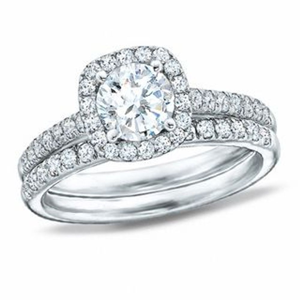 Previously Owned - 1.70 CT. T.W. Diamond Framed Bridal Set in 14K White Gold|Peoples Jewellers