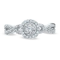Previously Owned - 0.38 CT. T.W. Diamond Framed Twisted Shank Ring in 14K White Gold (I/I1)|Peoples Jewellers