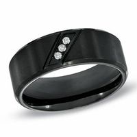 Previously Owned - Men's 8.0mm Comfort Fit Diamond Accent Wedding Band in Black IP Stainless Steel|Peoples Jewellers