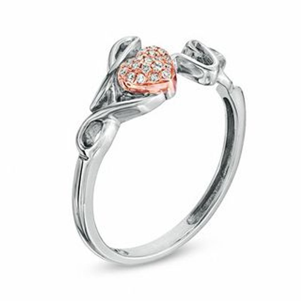 Previously Owned - Diamond Accent LOVE Heart Ring in Sterling Silver and 10K Rose Gold|Peoples Jewellers