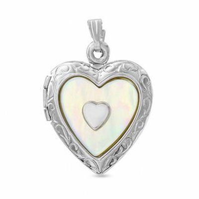 Previously Owned - Mother-of-Pearl Heart Locket in Sterling Silver|Peoples Jewellers