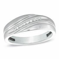 Previously Owned - Men's Diamond Accent Slant Wedding Band in 10K White Gold|Peoples Jewellers