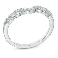 Previously Owned - Ladies' 0.12 CT. T.W. Diamond Contour Wedding Band in 14K White Gold|Peoples Jewellers