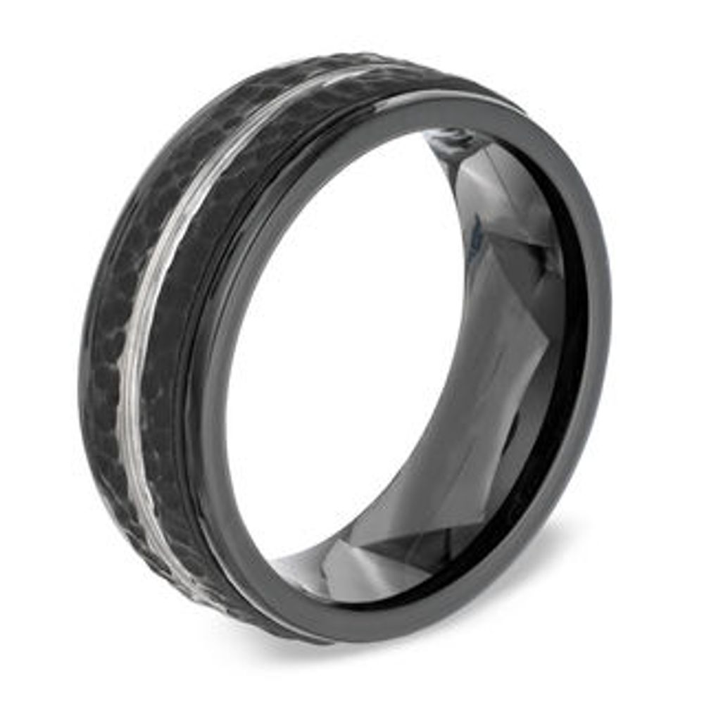 Previously Owned - Men's 8.0mm Comfort Fit Hammered Wedding Band in Black Cobalt|Peoples Jewellers