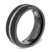 Previously Owned - Men's 8.0mm Comfort Fit Hammered Wedding Band in Black Cobalt|Peoples Jewellers