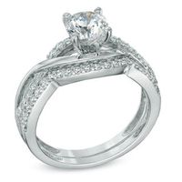 Previously Owned - 1.00 CT. T.W. Diamond Split Shank Bridal Set in 14K White Gold|Peoples Jewellers