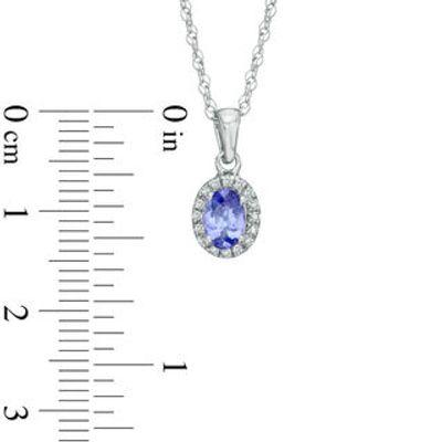 Previously Owned - Oval Tanzanite and Diamond Accent Frame Pendant in Sterling Silver|Peoples Jewellers