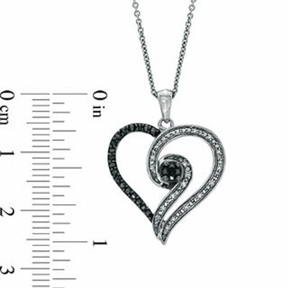 Previously Owned - 0.20 CT. T.W. Enhanced Black and White Diamond Heart Swirl Pendant in Sterling Silver|Peoples Jewellers