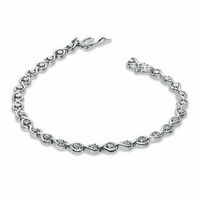 Previously Owned - 0.10 CT. T.W. Diamond Open Teardrop Link Bracelet in Sterling Silver|Peoples Jewellers