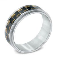 Previously Owned - Men's 9.0mm Two-Tone Carbon Fibre Comfort Fit Wedding Band in Stainless Steel|Peoples Jewellers