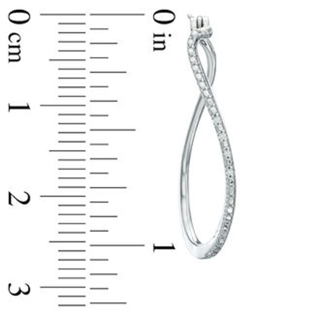 Previously Owned - Diamond Accent Curved Hoop Earrings in Sterling Silver|Peoples Jewellers