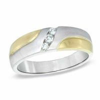 Previously Owned - Men's 0.11 CT. T.W. Diamond Wedding Band in 10K Two-Tone Gold|Peoples Jewellers
