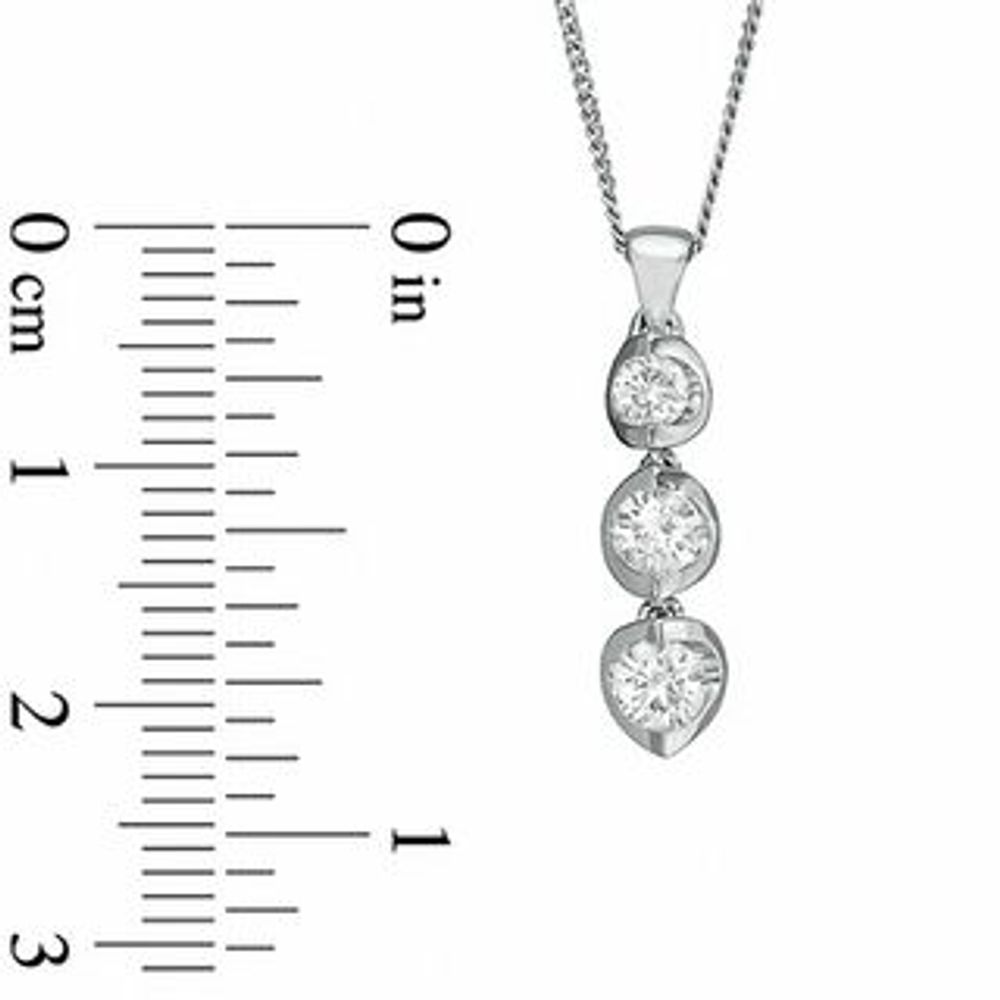 Previously Owned - 0.50 CT. T.W.   Diamond Three Stone Pendant in 14K White Gold - 17"|Peoples Jewellers