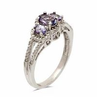 Previously Owned - Oval Tanzanite and Diamond Accent Three Stone Ring in Sterling Silver|Peoples Jewellers