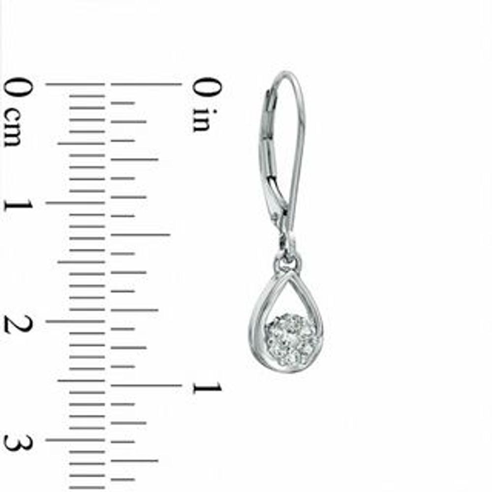 Previously Owned - 0.20 CT. T.W. Diamond Cluster Teardrop Earrings in 10K White Gold|Peoples Jewellers