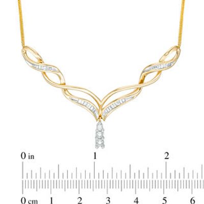 V Initial Necklace with 0.10 Carat TW of Diamonds in 10kt Yellow Gold