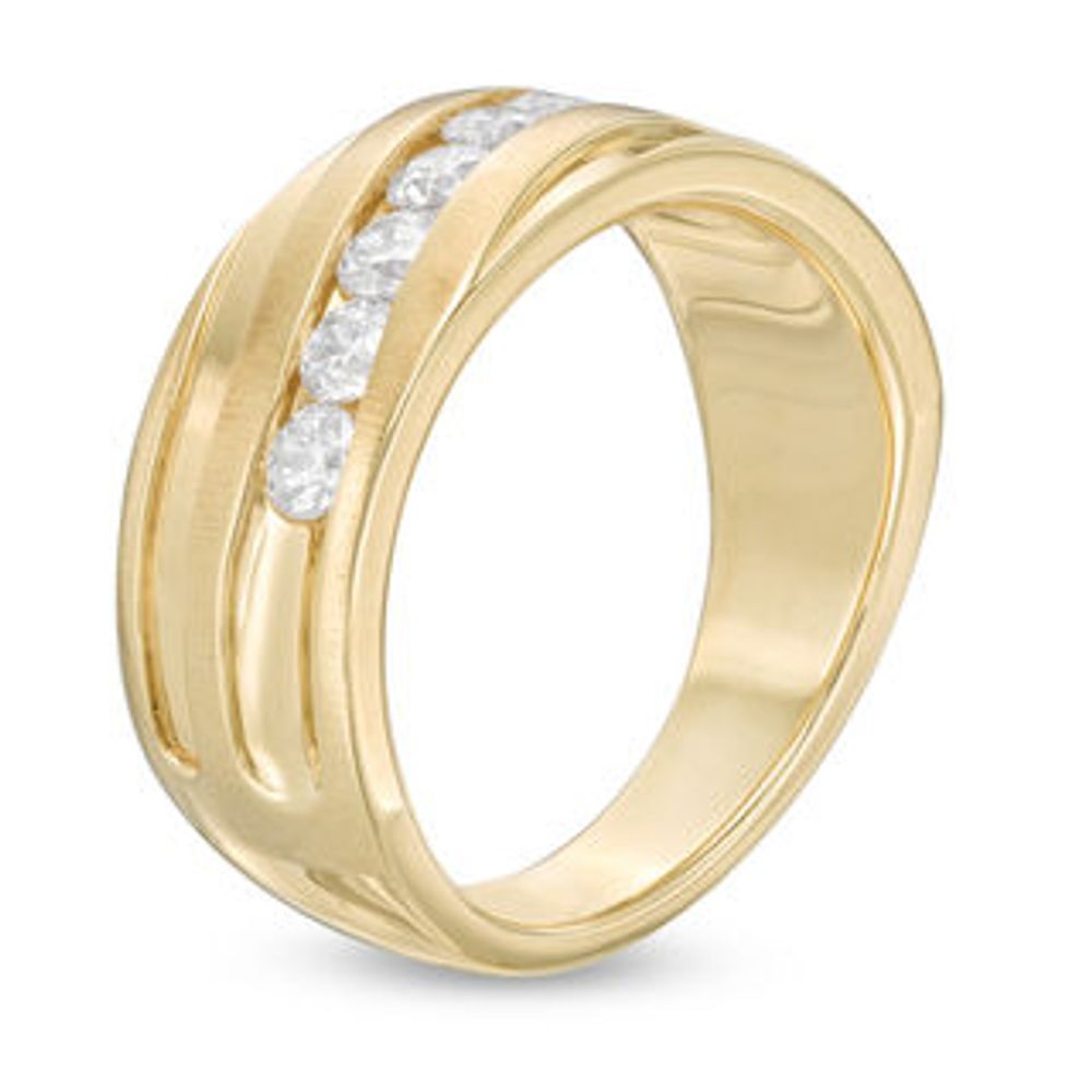 Previously Owned - Men's 1.00 CT. T.W. Diamond Seven Stone Slanted Anniversary Band in 10K Gold|Peoples Jewellers