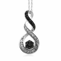 Previously Owned - 0.33 CT. T.W. Enhanced Black and White Diamond Cluster Swirl Pendant in Sterling Silver|Peoples Jewellers