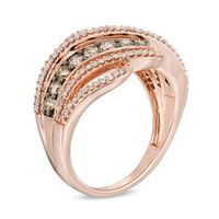 Previously Owned - 1.00 CT. T.W. Champagne and White Diamond Cascading Waves Ring in 10K Rose Gold|Peoples Jewellers