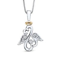 Previously Owned - Open Hearts Rhythm by Jane Seymour™ Wings with Halo Pendant in Sterling Silver and 10K Gold|Peoples Jewellers