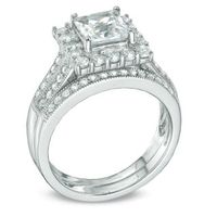 Previously Owned - 6.0mm Princess-Cut Lab-Created White Sapphire Fashion Ring in Sterling Silver|Peoples Jewellers