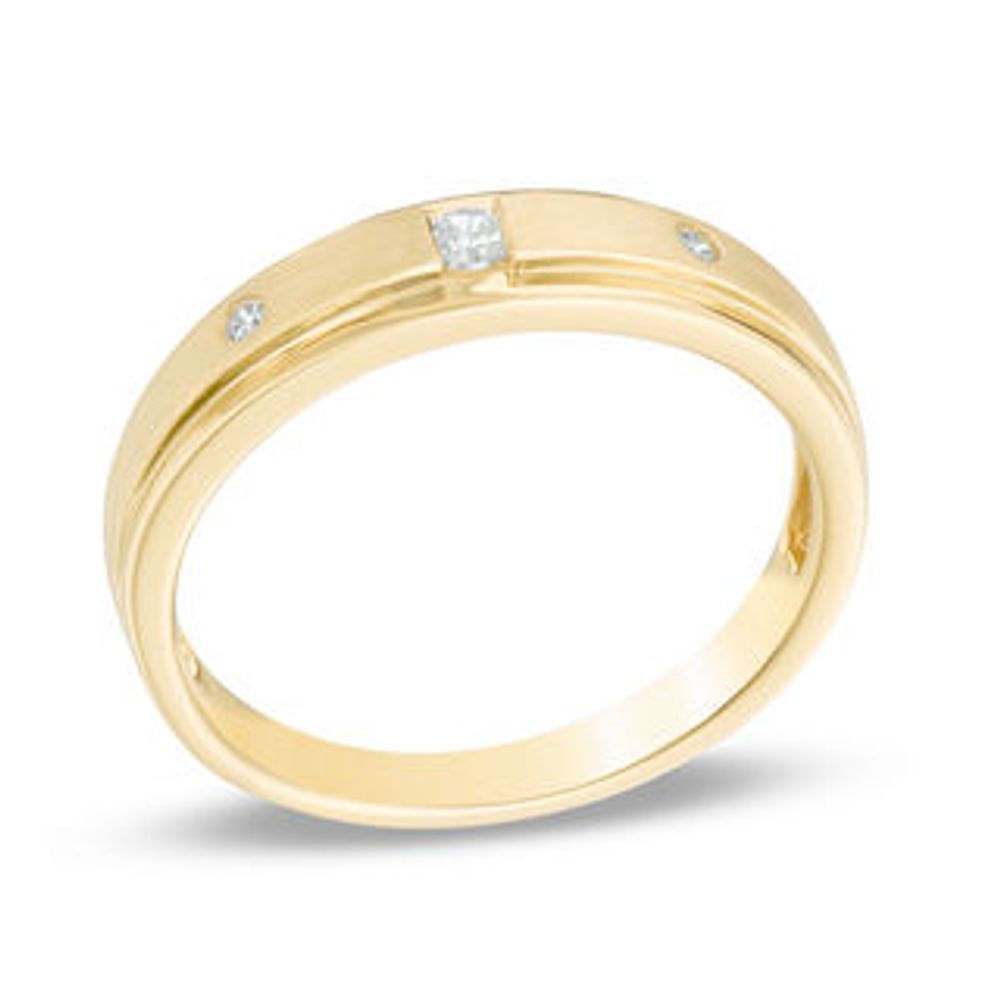 Previously Owned - Men's 0.10 CT.T.W. Three Stone Band in 10K Gold|Peoples Jewellers