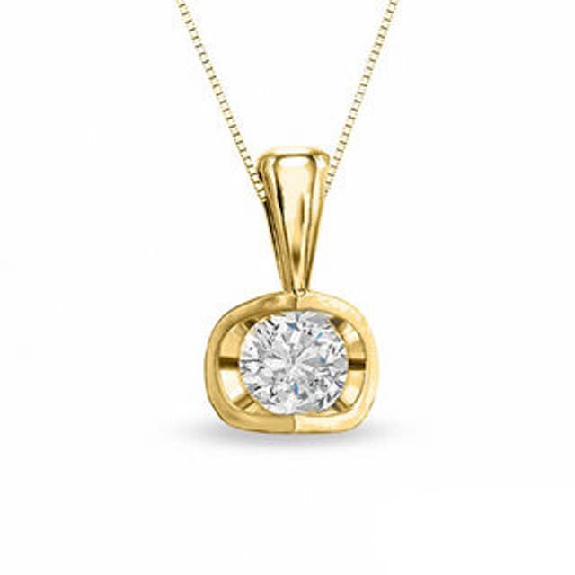 Previously Owned - 0.20 CT. Diamond Solitaire Tension Pendant in 14K Gold - 17''|Peoples Jewellers