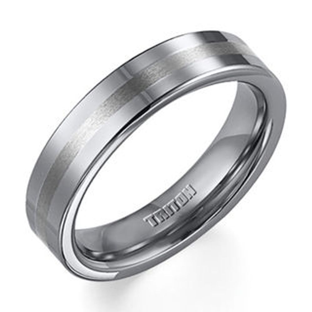 Previously Owned - Triton Men's 5.0mm Comfort Fit Stripe Wedding Band in Tungsten|Peoples Jewellers
