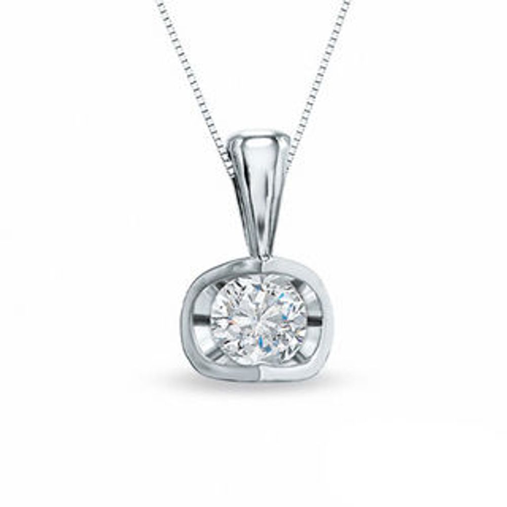 Previously Owned - / CT. Diamond Solitaire Tension Pendant in 14K White Gold (I/I2