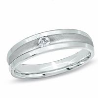 Previously Owned - Men's 0.13 CT. Diamond Solitaire Wedding Band in 10K White Gold|Peoples Jewellers