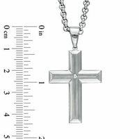 Previously Owned - Men's Diamond Accent Cross Pendant in Stainless Steel - 24"|Peoples Jewellers