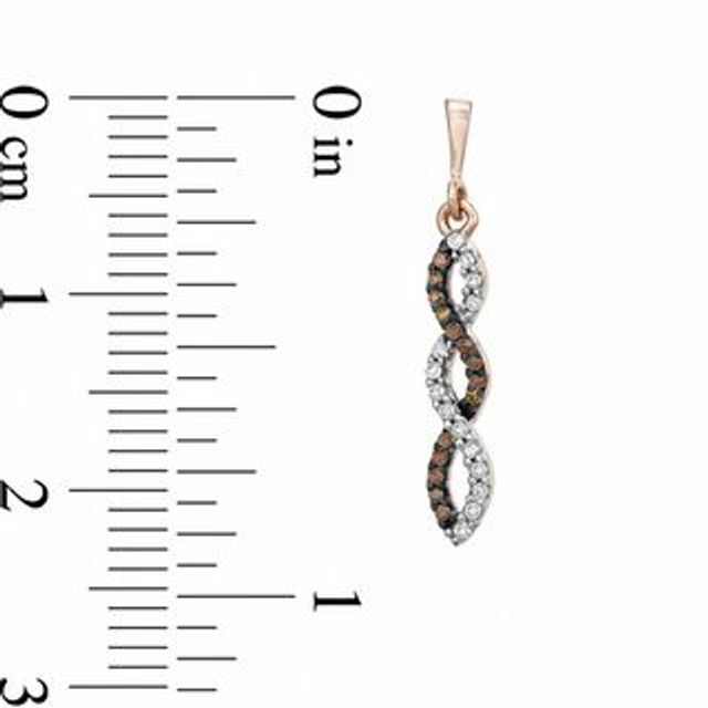 Previously Owned - 0.15 CT. T.W. Enhanced Cognac and White Diamond Winding Drop Earrings in 10K Rose Gold|Peoples Jewellers