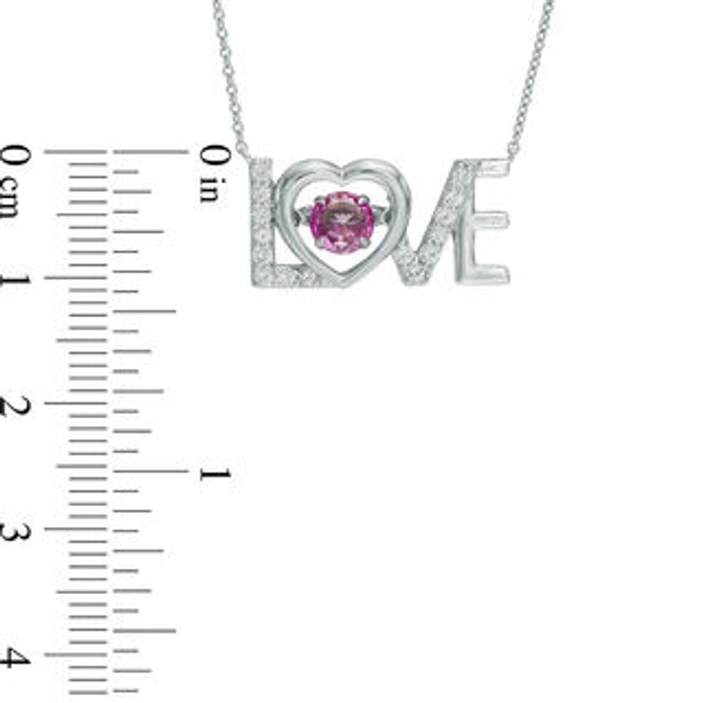 Previously Owned - Unstoppable Love™  Lab-Created Pink and White Sapphire "LOVE" Heart Necklace in Sterling Silver - 17"|Peoples Jewellers