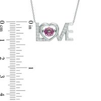 Previously Owned - Unstoppable Love™  Lab-Created Pink and White Sapphire "LOVE" Heart Necklace in Sterling Silver - 17"|Peoples Jewellers