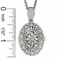 Previously Owned - 0.09 CT. T.W. Diamond Oval Vintage Locket in Sterling Silver|Peoples Jewellers