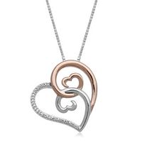 Previously Owned - Open Hearts by Jane Seymour™ Diamond Accent Pendant in Sterling Silver and 10K Rose Gold|Peoples Jewellers