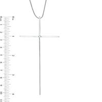 Previously Owned - Diamond Accent Elongated Cross Pendant in Sterling Silver - 16"|Peoples Jewellers