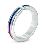 Previously Owned - Love and Pride™ 0.10 CT. Diamond Solitaire Rainbow Anniversary Band in Anodized Titanium|Peoples Jewellers