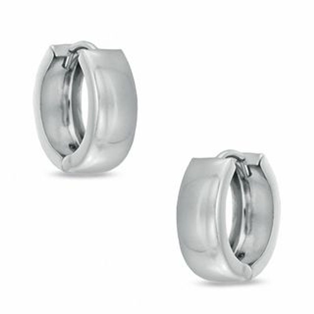 Previously Owned - Polished Huggie Hoop Earrings in 14K White Gold|Peoples Jewellers