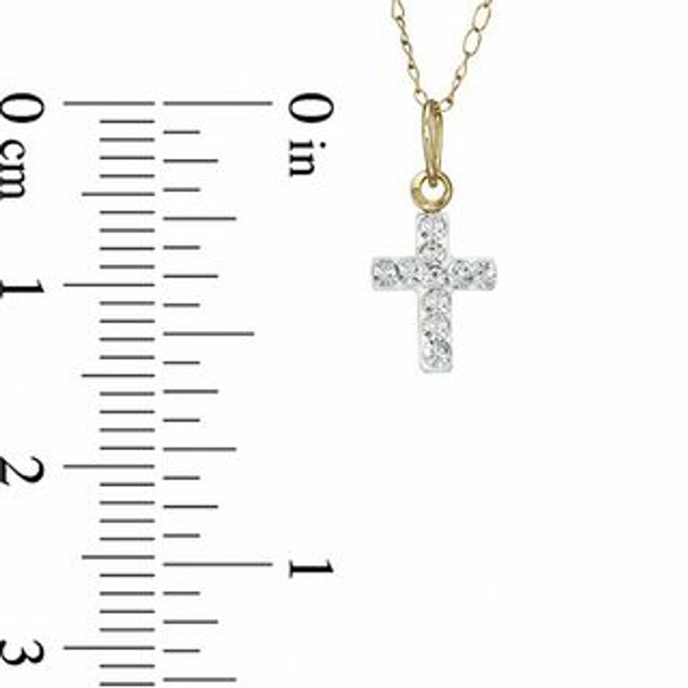 Previously Owned - Child's Crystal Cross Pendant in 14K Gold - 13"|Peoples Jewellers