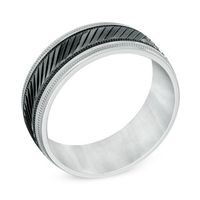 Previously Owned - Men's 8.0mm Faceted Comfort Fit Wedding Band in Sterling Silver|Peoples Jewellers