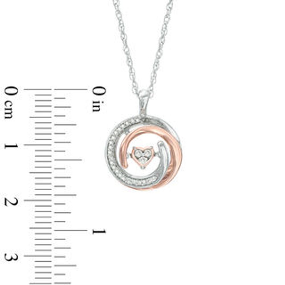 Previously Owned - Unstoppable Love™  0.10 CT. T.W. Diamond Heart Whirl Pendant in Sterling Silver and 10K Rose Gold|Peoples Jewellers