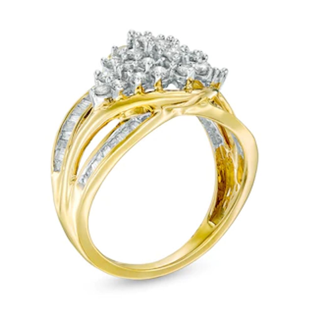 Previously Owned - 1.00 CT. T.W. Composite Diamond Bypass Split Shank Ring in 10K Gold|Peoples Jewellers