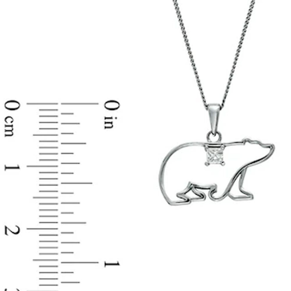 Previously Owned - 0.08 CT. Princess-Cut Diamond Polar Bear Pendant in 14K White Gold (I/I2)|Peoples Jewellers