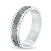 Previously Owned - Men's 6.0mm Slanted Groove Band in Sterling Silver with Black Rhodium|Peoples Jewellers