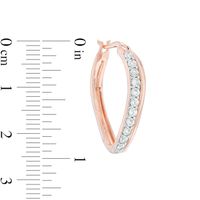 Previously Owned - Lab-Created White Sapphire Curved Hoop Earrings in Sterling Silver with 14K Rose Gold Plate|Peoples Jewellers