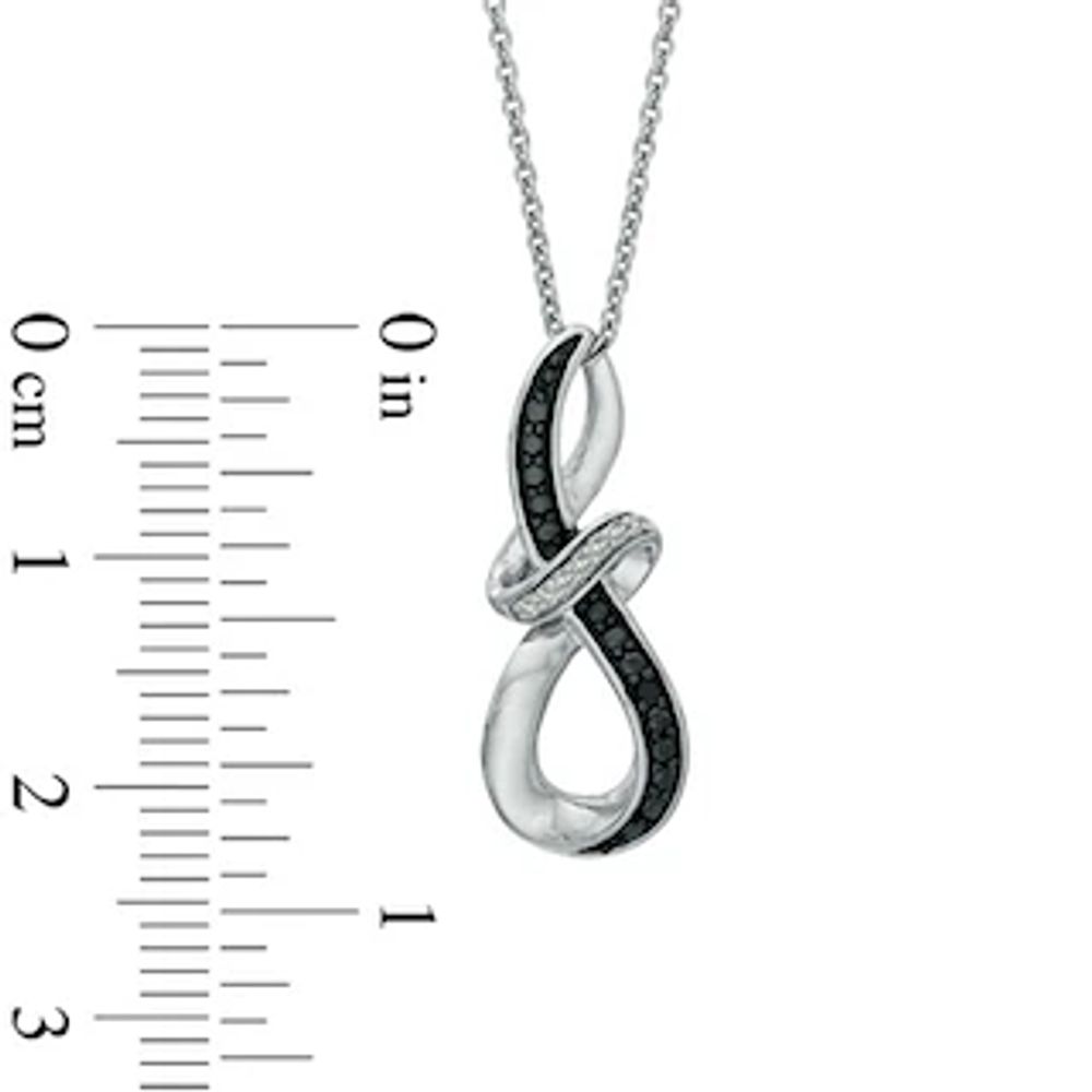 Previously Owned - 0.05 CT. T.W. Enhanced Black and White Diamond Abstract Infinity Pendant in Sterling Silver|Peoples Jewellers